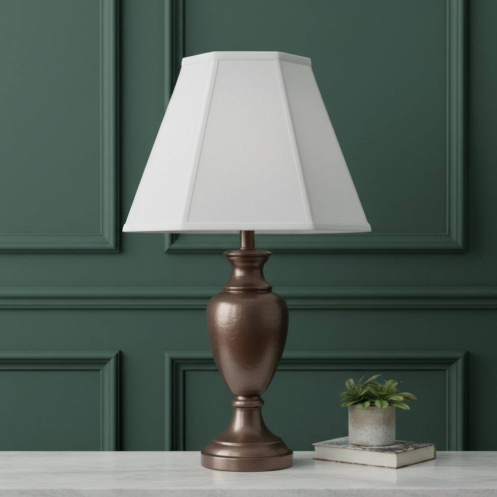 White Linen Piped Empire Lamp Shade