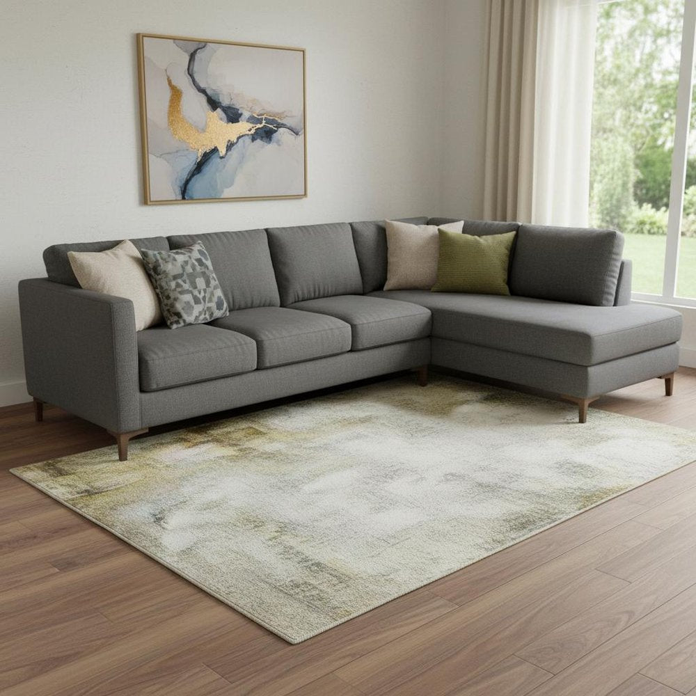 8' X 10' Brown And Beige Geometric Washable Area Rug With UV Protection