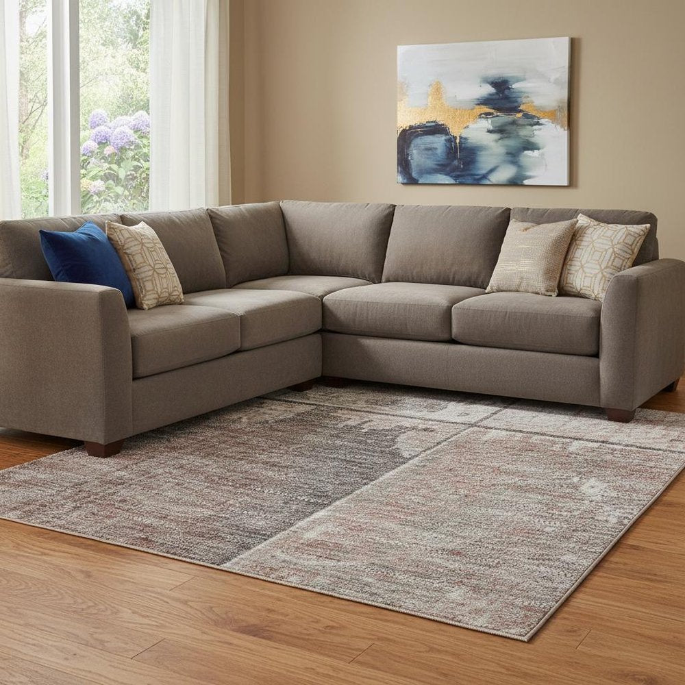 8' X 10' Copper And Gray Geometric Washable Area Rug With UV Protection