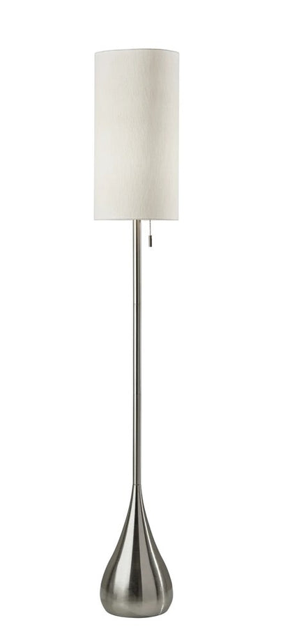 68" Silver Floor Lamp With White Fabric Drum Shade