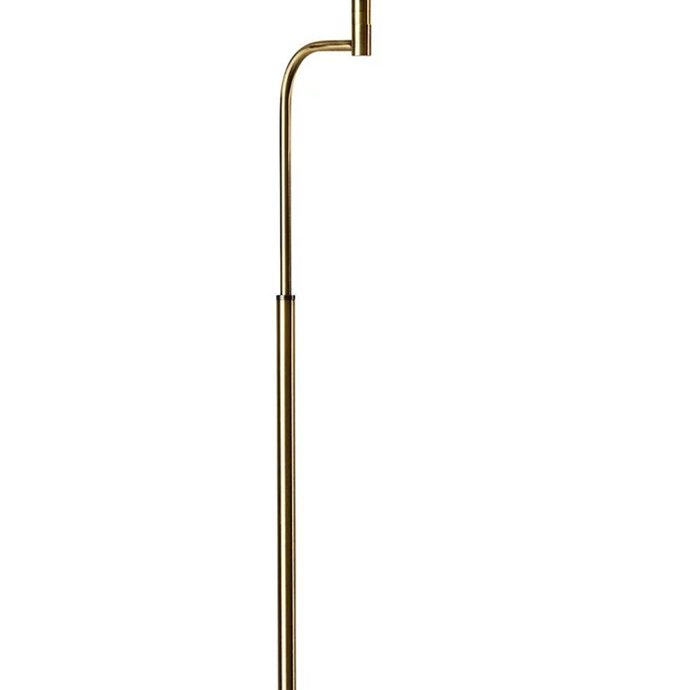 63" Brown LED Task Floor Lamp With Brass