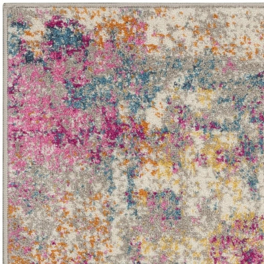 2' X 3' Ivory And Blue Abstract Area Rug