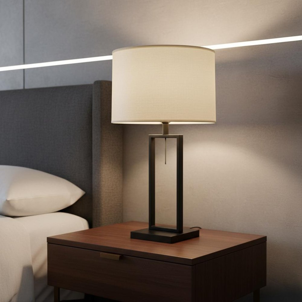 White Linen Drum Lamp Shade