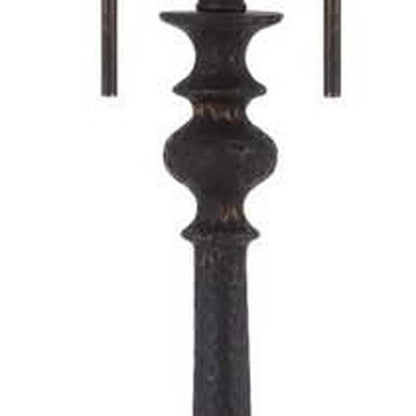 63" Rust Two Light Floor Lamp With Beige Fabric Square Shade