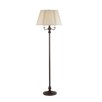 60" Bronze Metal Four Light Floor Lamp With Beige Fabric Square Shade