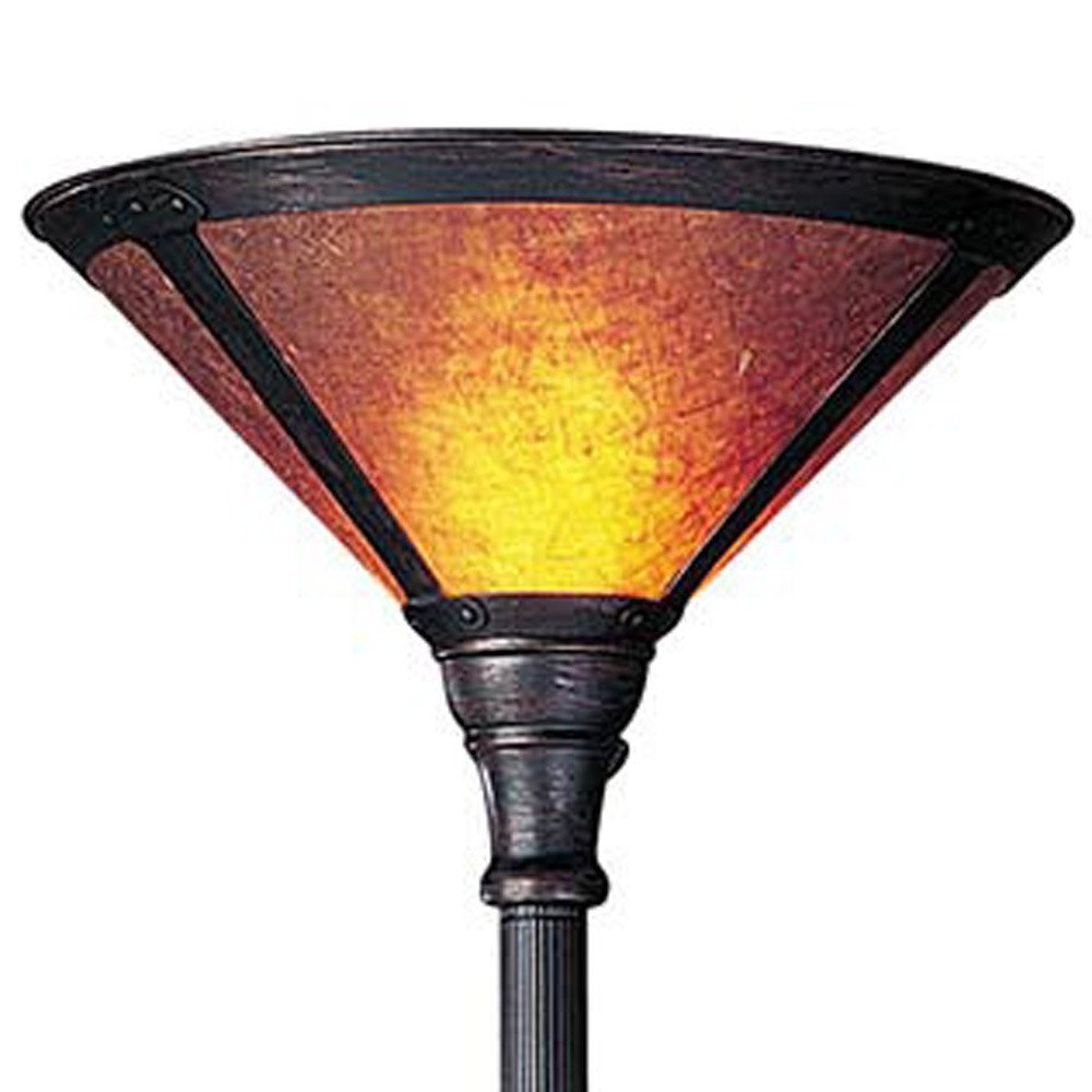 71" Rusted Torchiere Floor Lamp With Brown Dome Shade