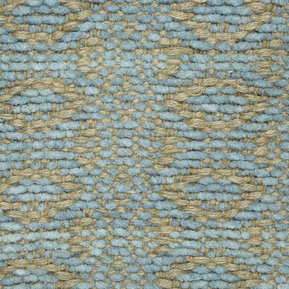 5' X 8' Light Blue And Tan Jute Geometric Flatweave Handmade Area Rug
