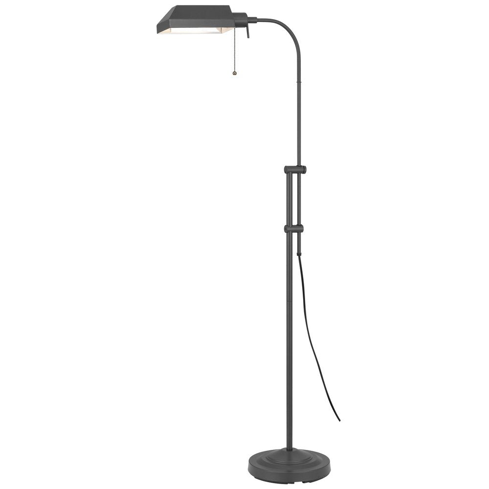 57" Gray Metal Adjustable Reading Floor Lamp With Gray Metal Shade