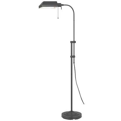 57" Gray Metal Adjustable Reading Floor Lamp With Gray Metal Shade