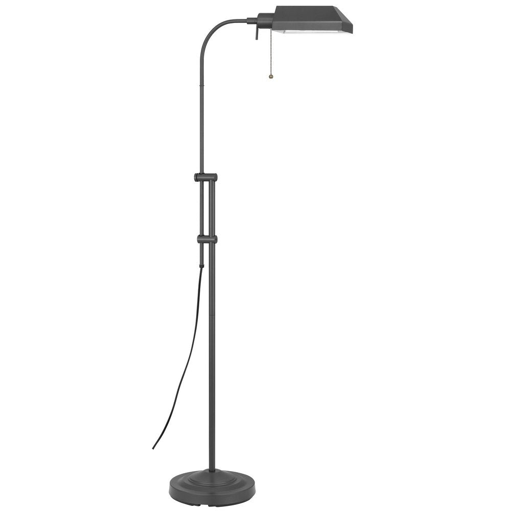 57" Gray Metal Adjustable Reading Floor Lamp With Gray Metal Shade