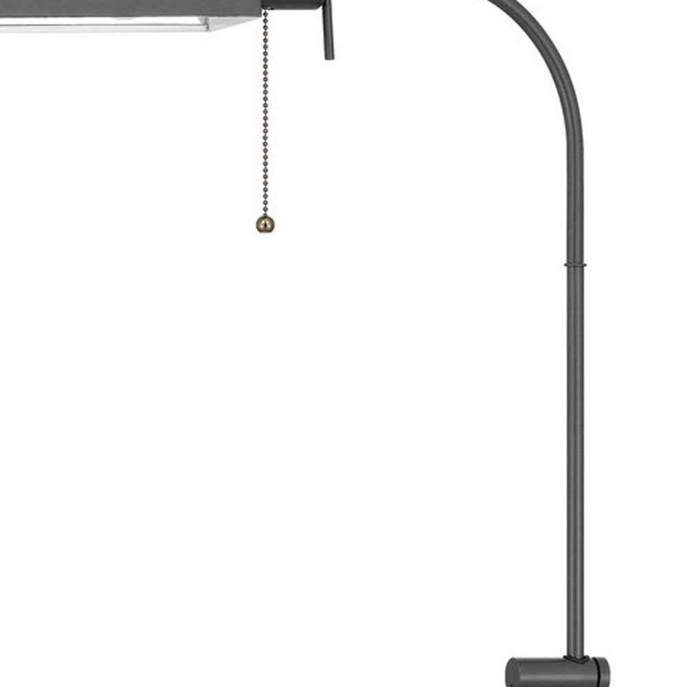 57" Gray Metal Adjustable Reading Floor Lamp With Gray Metal Shade
