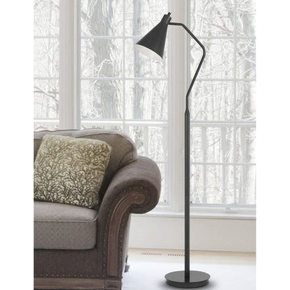 63" Gray Metal Reading Floor Lamp With Gray Metal Cone Shade