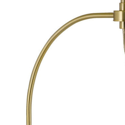 68" Antiqued Brass Metal Reading Floor Lamp With Off White Fabric Empire Shade