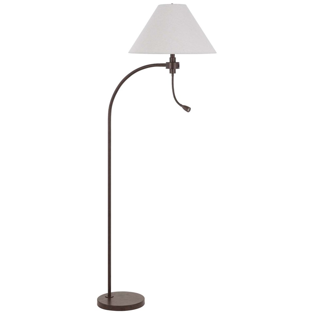 68" Rust Metal Reading Floor Lamp With Gray Fabric Empire Shade