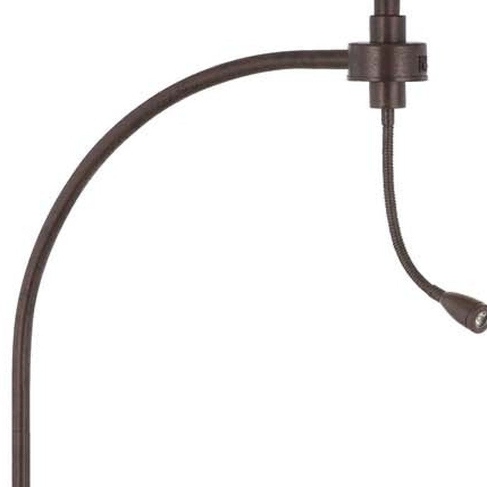68" Rust Metal Reading Floor Lamp With Gray Fabric Empire Shade