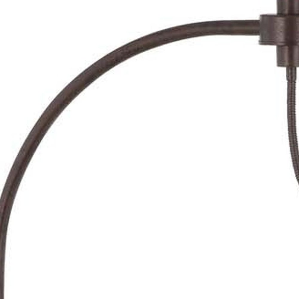68" Rust Metal Reading Floor Lamp With Gray Fabric Empire Shade