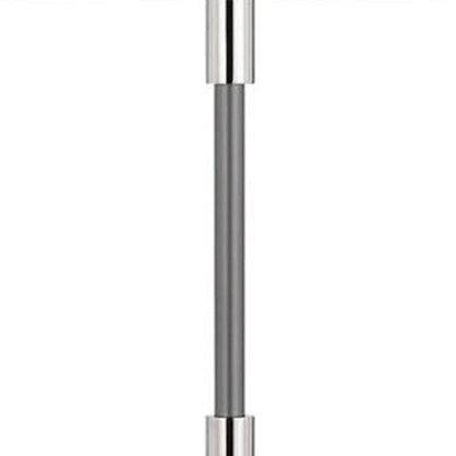 60" Silver Metal Floor Lamp With White Fabric Drum Shade