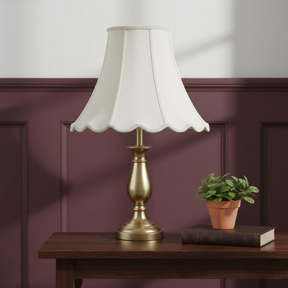 Eggshell Linen Piped Bell Lamp Shade