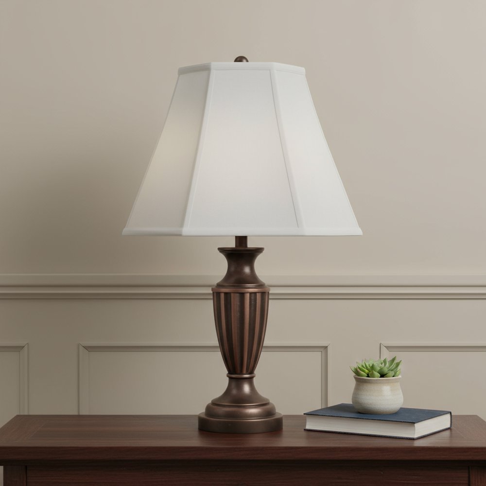 White Linen Piped Empire Lamp Shade