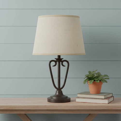 Light Brown Burlap Plain Drum Lamp Shade