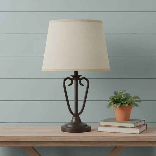 Light Brown Burlap Plain Drum Lamp Shade