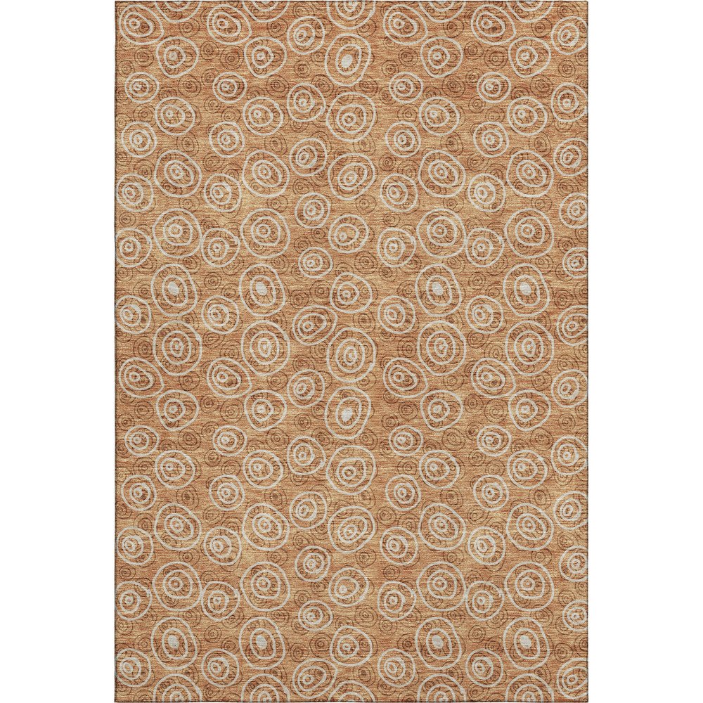 5' X 8' Terra Cotta And Beige Polka Dot Washable Area Rug With UV Protection