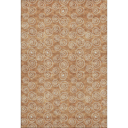 5' X 8' Terra Cotta And Beige Polka Dot Washable Area Rug With UV Protection