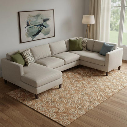 8' X 10' Terra Cotta And Beige Polka Dot Washable Area Rug With UV Protection