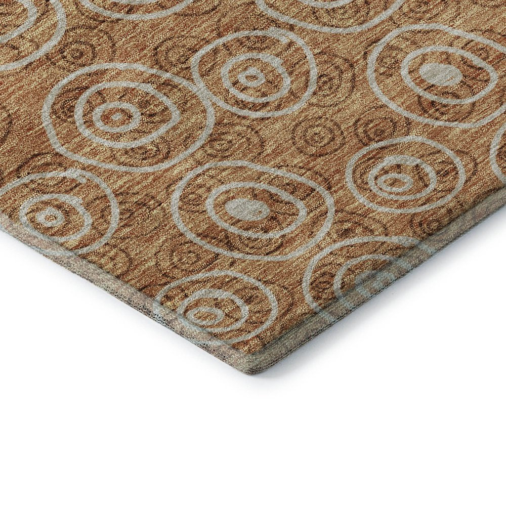 8' X 10' Terra Cotta And Beige Polka Dot Washable Area Rug With UV Protection