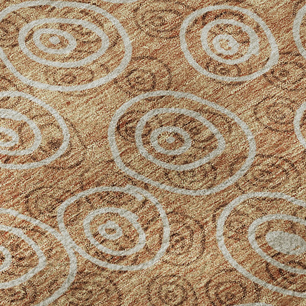 8' X 10' Terra Cotta And Beige Polka Dot Washable Area Rug With UV Protection