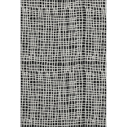 5' X 8' Black And Ivory Striped Washable Area Rug With UV Protection