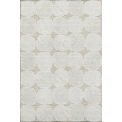8' X 10' Beige And Ivory Abstract Geometric Washable Area Rug With UV Protection