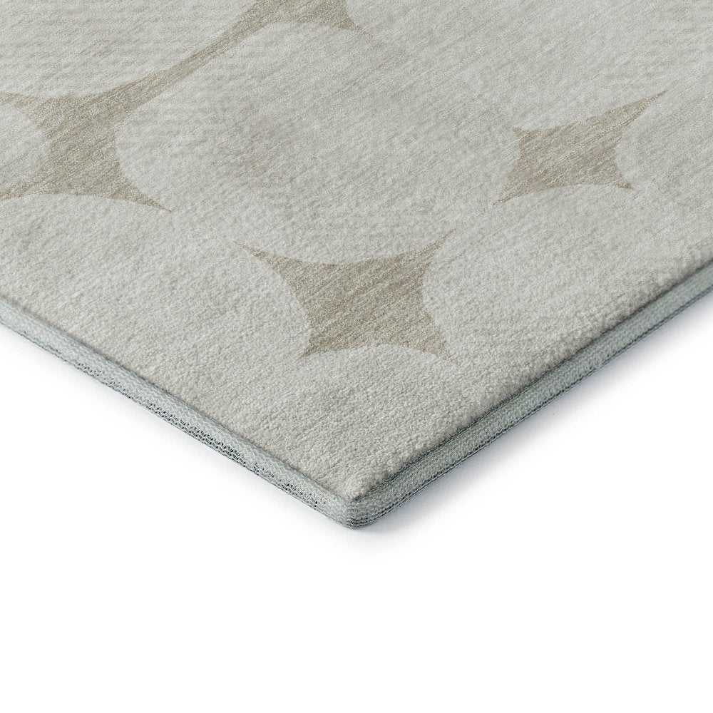 8' X 10' Beige And Ivory Abstract Geometric Washable Area Rug With UV Protection
