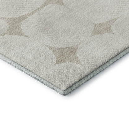 8' X 10' Beige And Ivory Abstract Geometric Washable Area Rug With UV Protection
