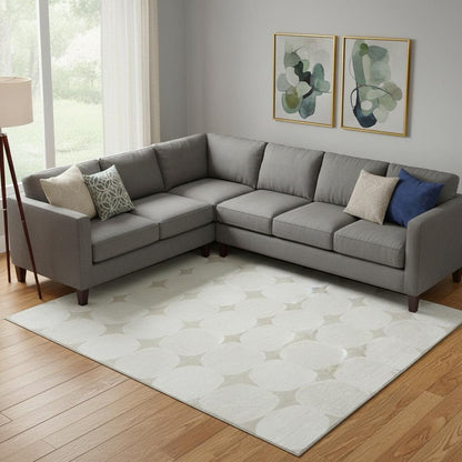 8' X 10' Beige And Ivory Abstract Geometric Washable Area Rug With UV Protection