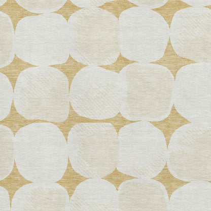 5' X 8' Gold And Ivory Abstract Geometric Washable Area Rug With UV Protection