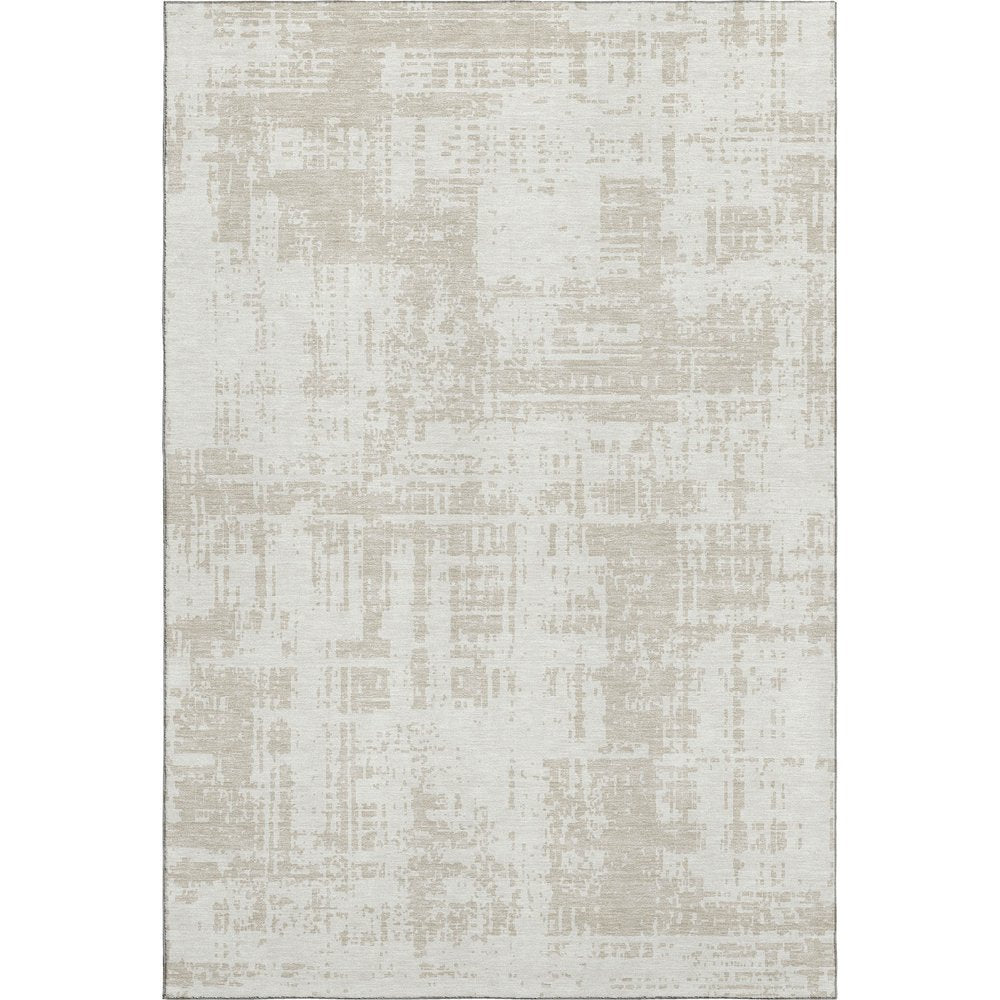 8' X 10' Ivory And Beige Abstract Washable Area Rug With UV Protection
