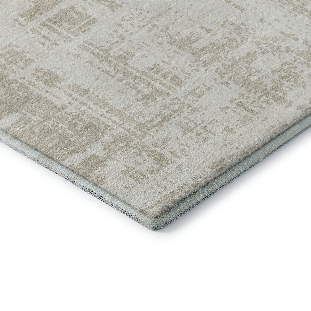 8' X 10' Ivory And Beige Abstract Washable Area Rug With UV Protection