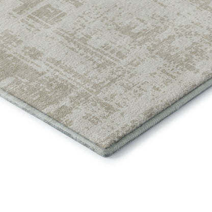 8' X 10' Ivory And Beige Abstract Washable Area Rug With UV Protection