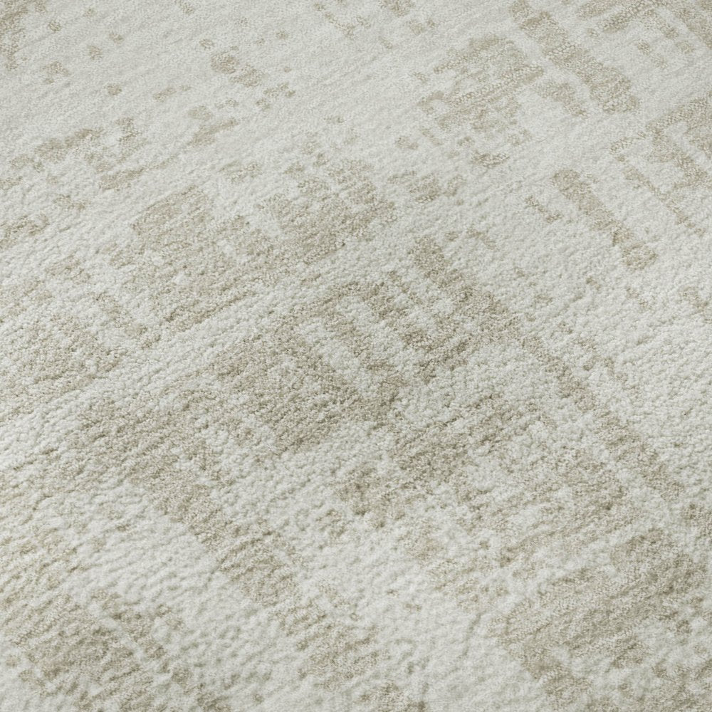 8' X 10' Ivory And Beige Abstract Washable Area Rug With UV Protection