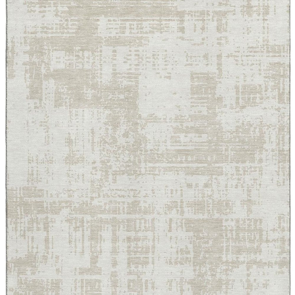 8' X 10' Ivory And Beige Abstract Washable Area Rug With UV Protection