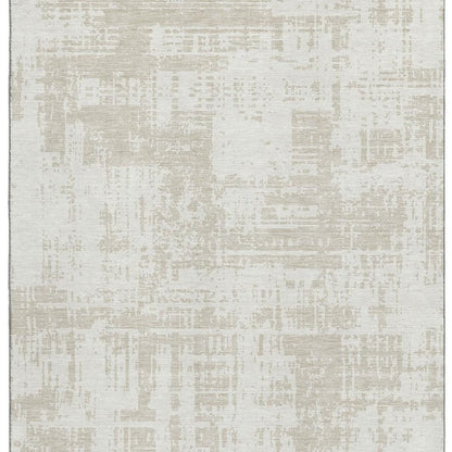 8' X 10' Ivory And Beige Abstract Washable Area Rug With UV Protection