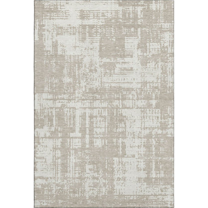 5' X 8' Taupe And Beige Abstract Washable Area Rug With UV Protection