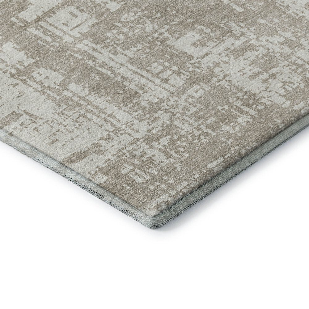 5' X 8' Taupe And Beige Abstract Washable Area Rug With UV Protection