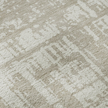 5' X 8' Taupe And Beige Abstract Washable Area Rug With UV Protection