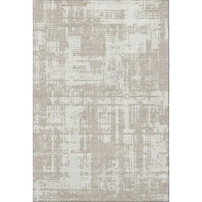 5' X 8' Taupe And Beige Abstract Washable Area Rug With UV Protection