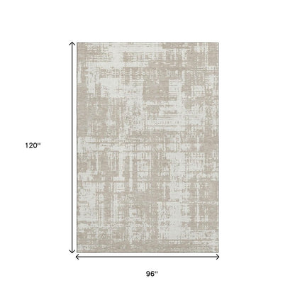 8' X 10' Taupe And Beige Abstract Washable Area Rug With UV Protection