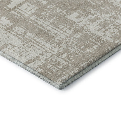8' X 10' Taupe And Beige Abstract Washable Area Rug With UV Protection