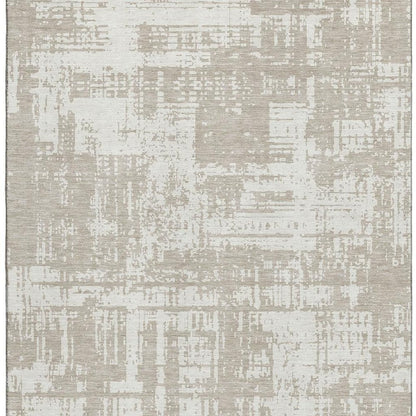 8' X 10' Taupe And Beige Abstract Washable Area Rug With UV Protection