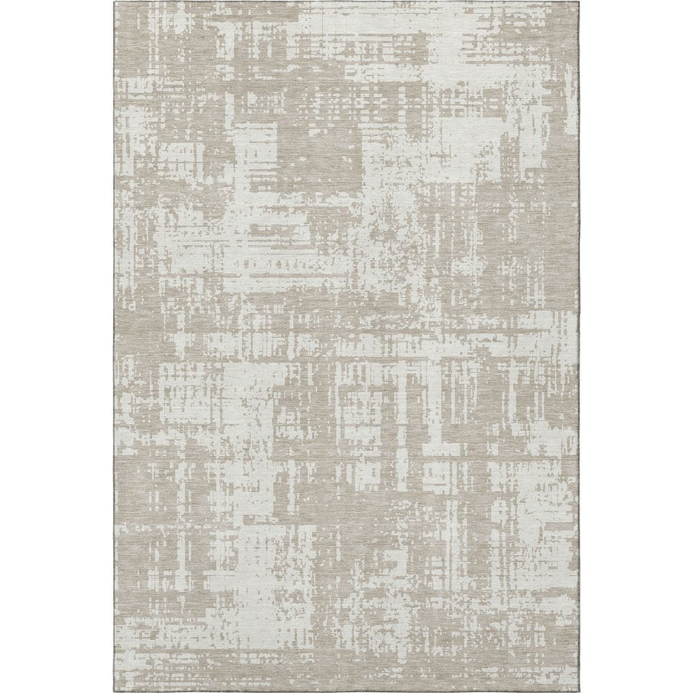 8' X 10' Taupe And Beige Abstract Washable Area Rug With UV Protection